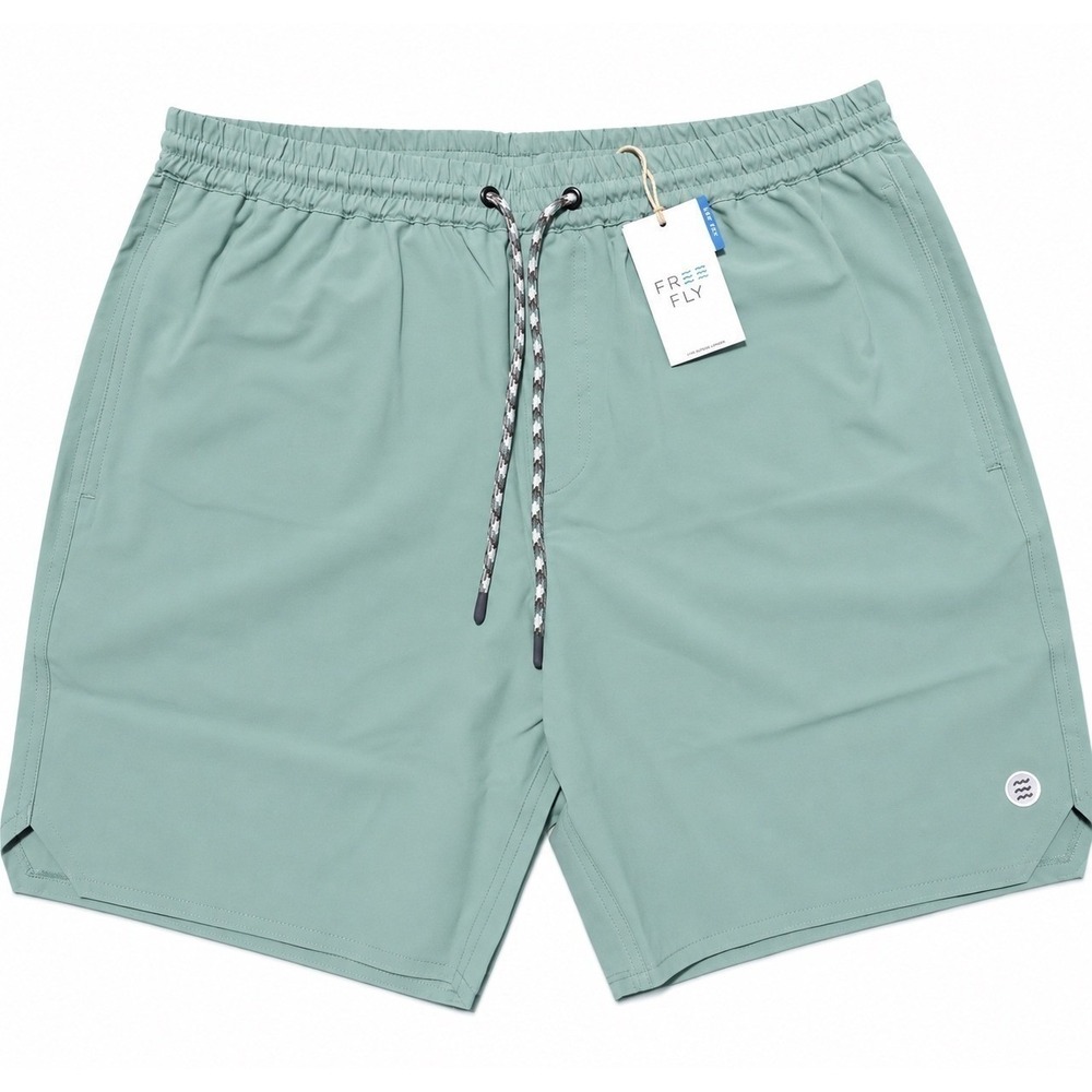 NEW Free Fly Mens Andros Swim Trunks Ocean Mist Large UPF 50+ board shorts $78